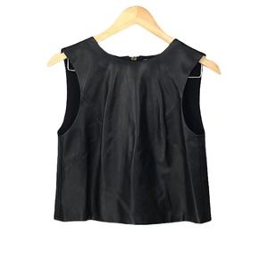 Fleur du Mal Black Leather Cropped Sleeveless Top